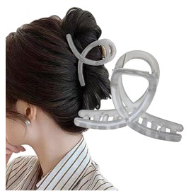 Herbeluemily Hair Clip, Hair Claw, Dakar Hair Claw, Cross Line, Mini Clip, 3.1 inches (8 cm), Clear Gray