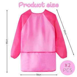 Epokus Pack of 2 Children's Painting Aprons, Waterproof Painting Coat, Apron with Sleeves, 7-12 Years, Adjustable Craft Apron for School, Art, Painting, Cooking for Boys and Girls, Pack of 2 Red