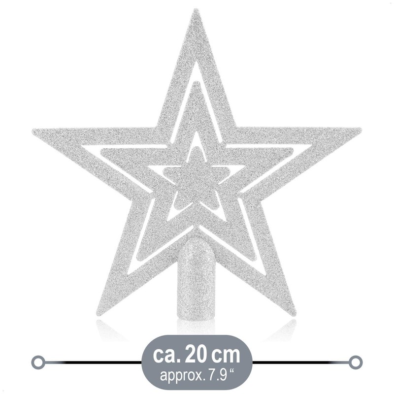 com-four® Weihnachtsbaumspitze Glitzer-Stern - Stern-Spitze für Weihnachtsbaum - Christbaumspitze für