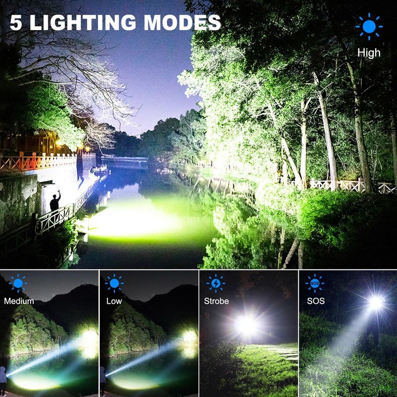 Rechargeable Flashlights High Lumens, 2Pack 99000 Lumen Super Bright LED