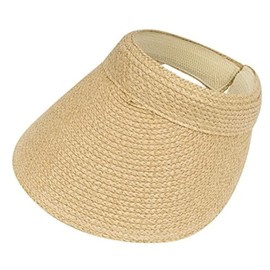 Clakllie Empty Top Cap Women Straw Sun Visor Hat Wide Brim UV Protection Beach Volleyball Cap for All Seasons,Khaki