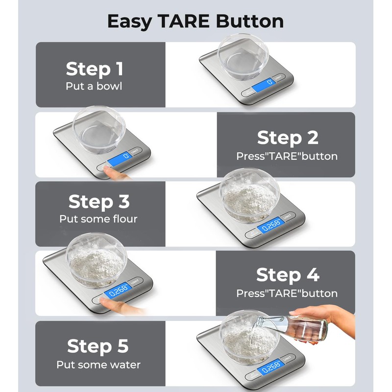 AZC Rechargeable Food Scale,33 lb Kitchen Scale, Digital Weight Grams