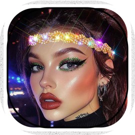 Fstrend Light up headband Elastic Rhinestone LED headbands Sparkly Crystal Head Chain for Women (Gold)