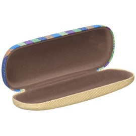 Megan 2465-04 Glasses Case, Metal Hard Case (Spring Type), Stripe, Blue/Beige