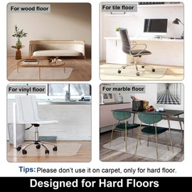 AiBOB Chair Mat for Hardwood Floor, 50 X 62 inches Desk Chair Mat for Wood and Tile Floors, Protection Mats for Office and Home, Easy Glide for Chairs