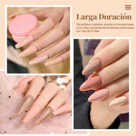 Azurebeauty - Kit de uñas en polvo para principiantes con 8 colores desnuda y blanco purpurina para manicura y salón de bricolaje