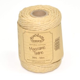50M Spools - Everlasto Single Twist Soft Cotton Coloured Macrame Craft Twine 38/6 (4mm Approx) (Saffron)