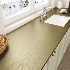 EPPKILY Bronze Stainless Steel Contact Paper Peel and Stick Countertops 15.7"×118" Brushed Bronze Metallic Wallpaper Waterproof Self Adhesive Metal Vinyl Refrigerator Wrap for Appliance Cabinets