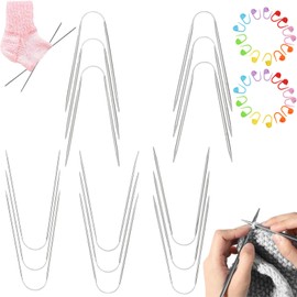 Addi Crasy Trio Circular Knitting Needles Set, Knitting Needles for Socks, Pack of 15, Crasy Trio Knitting Needles, with 30 Fixing Pins, for Sweater, Scarves, Hat Sleeves