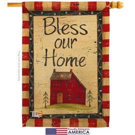 Primitive Bless Our Home Garden House Flags Set Country Living Farm Western Barn American Rustic Cowboy Rural Ranch Small Decorative Gift Yard Banner Made in USA 28 X 40