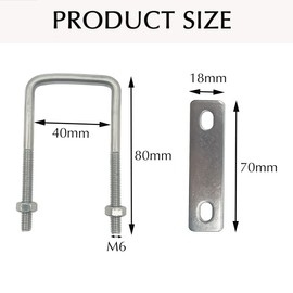 U-bolt square U bolts U-bolts clamps - 4 pieces bracket clamp roof box attachment 304 stainless steel M6 with nuts frame straps for towing cars ships repair