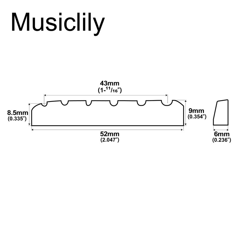 Muislcily Slotted 6-String Classical Guitar Bone Nut Guitar Parts, 52*6*9/8.5mm(Pack