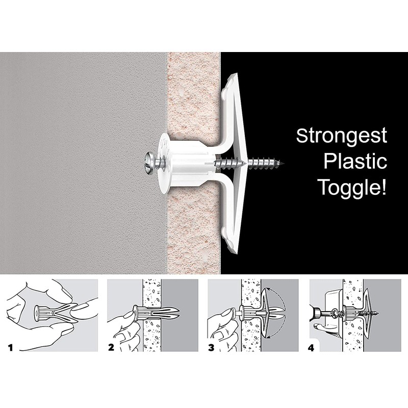 TOGGLER Toggle TC Commercial Drywall Anchor, Polypropylene, Made in US,