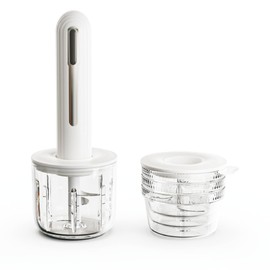 Food Processor, Electric Food Chopper with Meat Grinder & Vegetable Chopper - 4 Cup Portable- Includes 2 Sets of Blades, for Dicing, Mincing, and Puree (White)