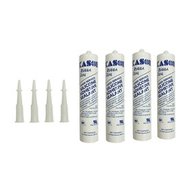 Kason 3700 Series Rubbaseal Silicone Sealant, Pack of 4, White 10.3 oz. Tubes, 63700000002