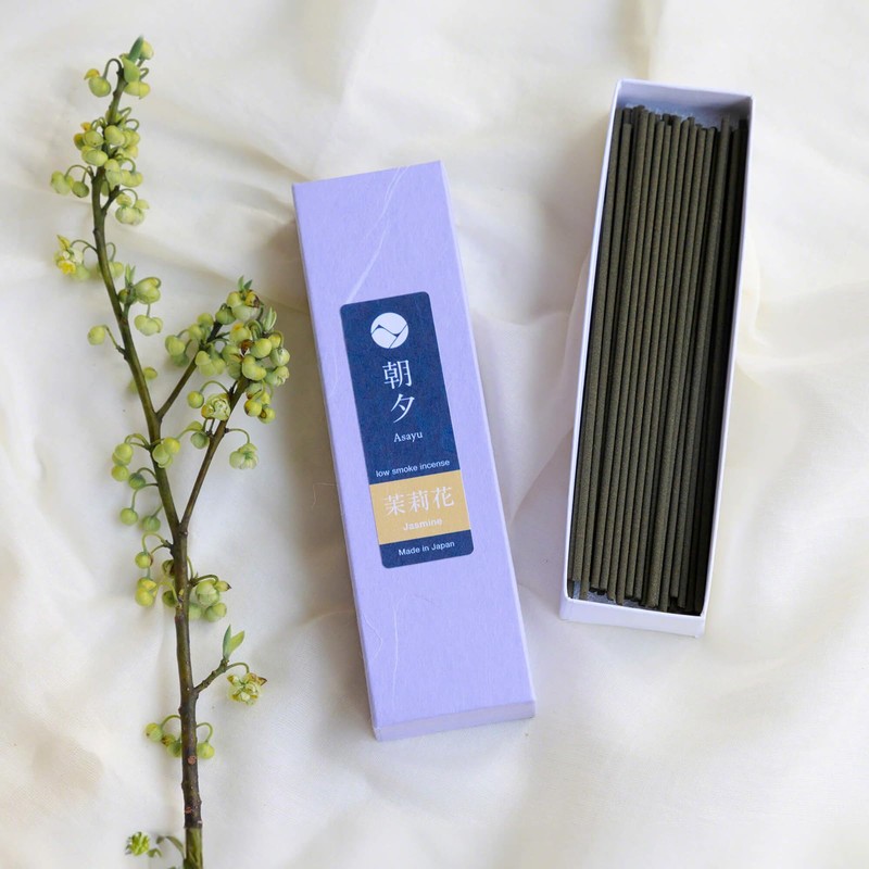 Asayu Japanese Low Smoke Incense Sticks Jasmine Scent (1.41oz), Made