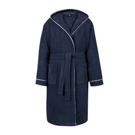 LAYNENBURG Premium Bathrobe for Children and Teenagers with Hood - 100% Cotton - Oeko-Tex Standard 100 - Fluffy Terry Cloth - Sizes 110 to 176, blue