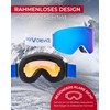 Black Crevice Ski Goggles with Cylindrical Lenses White/Blue Revo