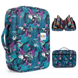 YOUSHARES 300 Slots Color Pencil Case - Pen Case Organizer with Handy Wrap & Zipper, Multilayer Holder for Prismacolor Colored Pencils & Gel Pen (Turtleback Bamboo)