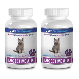 pet Digestive enzymes - Cats Digestive AID - PROBIOTIC Formula - Treats - cat Stomach Relief Natural - 2 Bottle (120 Chews)