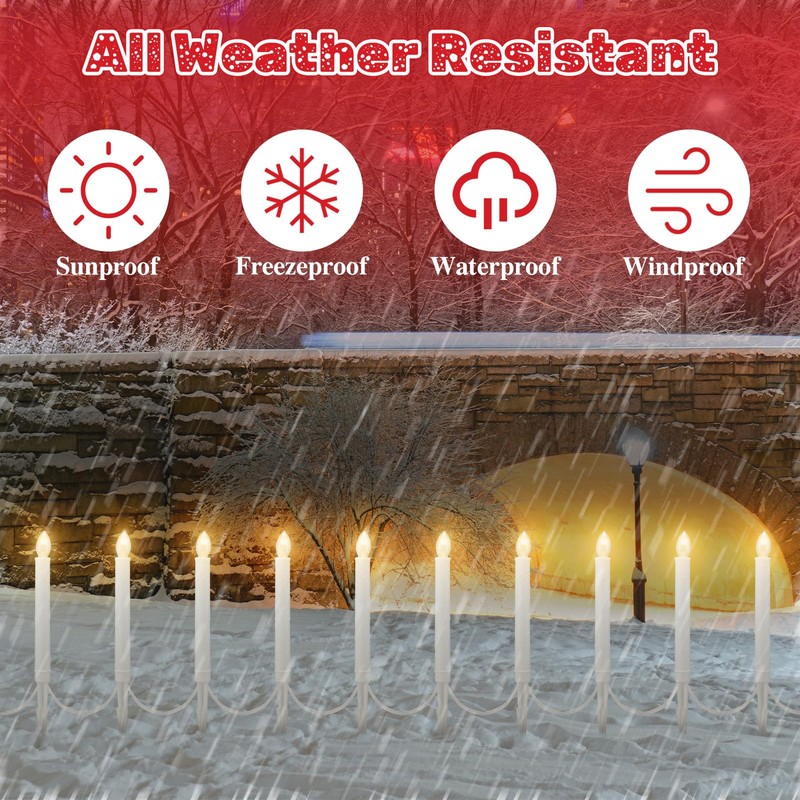 Tujoe 10 Pcs Christmas C7 Pathway Lights Outdoor Candle Lights