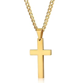 COYUN Cross Chain Necklace with Cross Pendant, Sturdy Curb Chain Made of 316L Stainless Steel, Nickel-Free and Waterproof