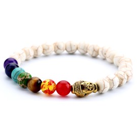 Doitory Men Women 8mm Lava Rock 7 Chakra Beads Chakra Bracelet Braided Rope Natural Stone Yoga Bracelet Bangle