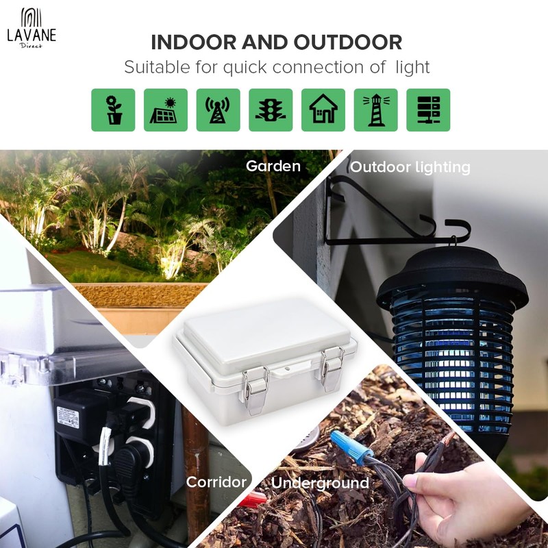 Waterproof Outdoor Junction Box, LA VANE IP67 ABS Plastic Dustproof