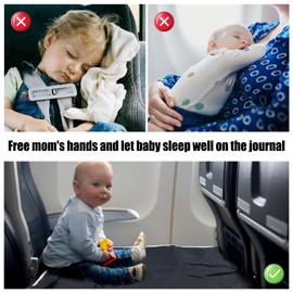 MR.HOKWY Toddler Airplane Bed - Airplane Seat Extender for Toddler Rest, Airplane Travel Accessories for Kids, Portable Kids Travel Bed, Travel Essentials for Flying With Kids(Black)