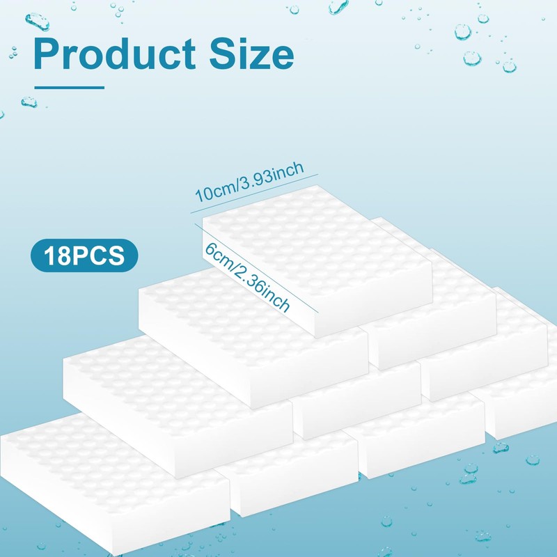 18 Pcs Magic Eraser Sponge for Cleaning, Reusable and Durable