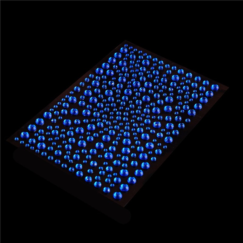 DECORA 325pcs Blue Rhinestone Stickers Self-Adhesive Gemstone Embellishment Stickers for