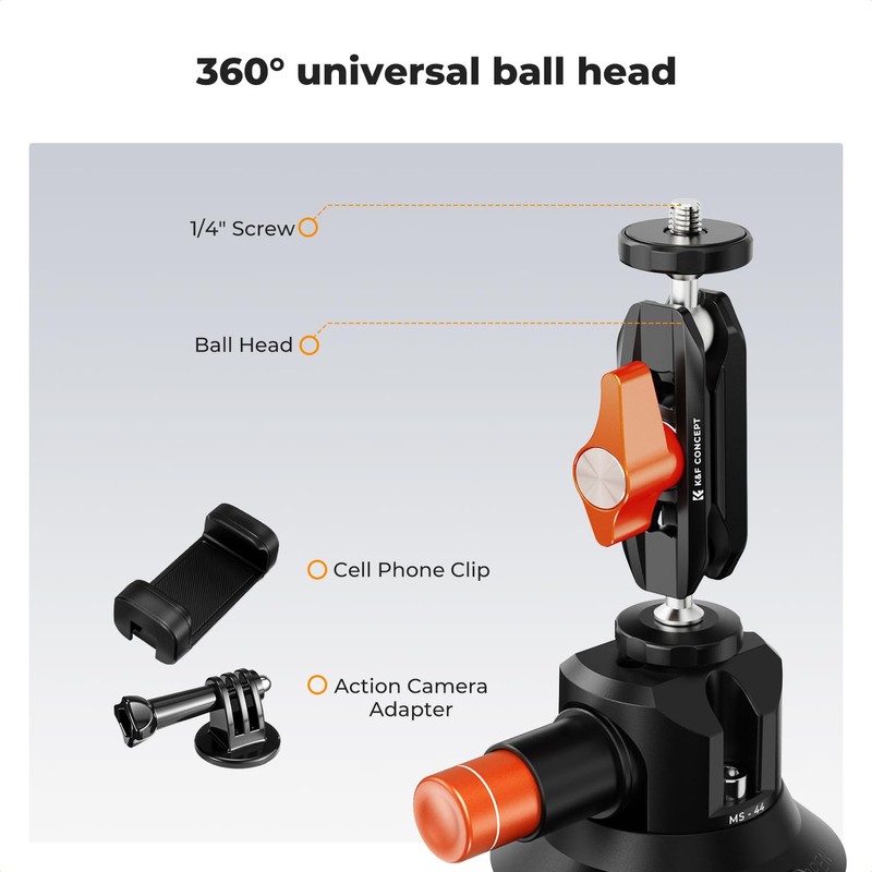K&F Concept 3 inch suction cup holder with ball head