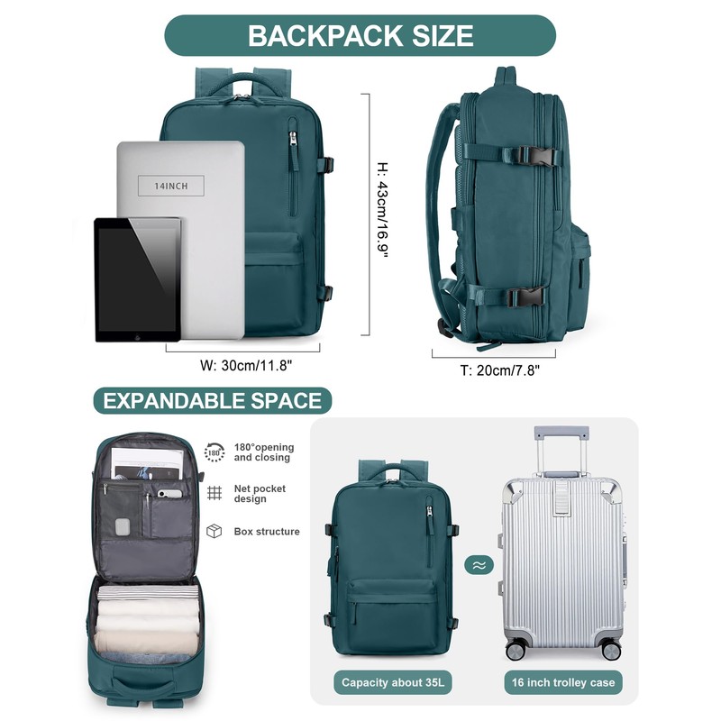 Travel Backpack for Women Men Business Laptop Backpack Fits 15.6