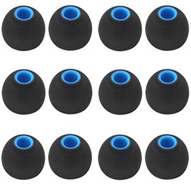 BLLQ 12PCS Medium Size Replacement Ear Tips Earbuds Eartips Ear Cap Ear Bud Tip Compatible with Sony WF-1000XM4,Powerbeats Pro, BeatsX & Other Inner Hole 3.8mm Earbud in-Ear Headphones,Black-Blue,M