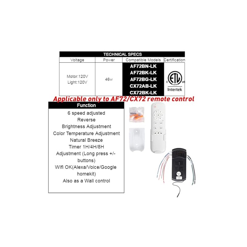 Only Applicable to The AL84 New Version Ceiling Fan Remote