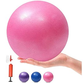MOMPLUS 6 Inch Exercise Pilates Mini Yoga Balls Barre for Home Stability Squishy Training Physical Therapy Improves Balance Core Strength Comes with Pump(Pink, 6 Inch)