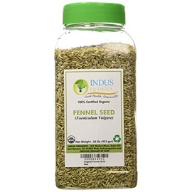 Indus Organics Fennel Seeds, 1 Lb Jar, Premium Quality, High Purity, Freshly Packed