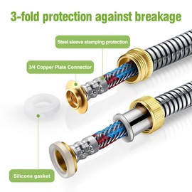 Beitopamz Short Garden Hose 3 ft, Heavy Duty Stainless Steel Water Hose Extender Connector, Flexible No Kinks, Leakproof 3/4 in Fittings, Lightweight Metal Leader Hose for Patio, Lawn & Garden