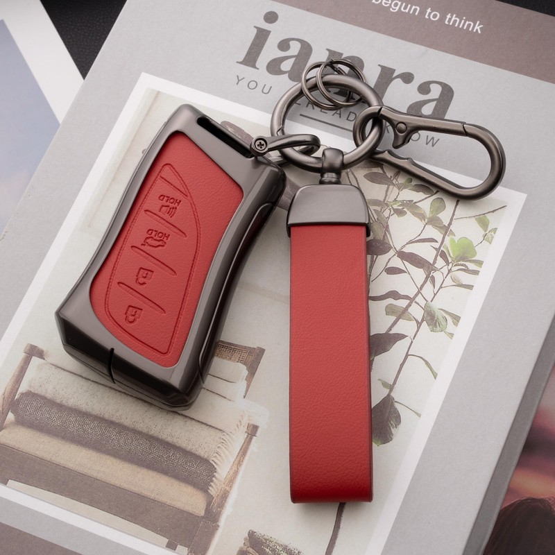 Qunzes Key Fob Cover with Heavy-duty Keychain for Lexus ES