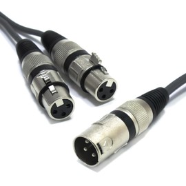 VITALCO XLR Splitter 1.5 m Audio Adapter XLR Male to 2x XLR Female 3-Pin Splitter Cable Y Cable Tailer Male to Dual Female