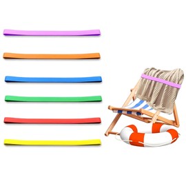 Beach Towel Bands, 6 Pcs 35 Inch Silicone Elastic Clips for Fastening Beach Chair Towels and Cruise Essentials (6)