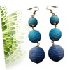 FOMIYES Bohemian Ball Drop Earrings with Thread Design Lightweight Dangle