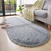 DETUM Grey Rug Soft Fluffy Oval Rugs Kids Rug for