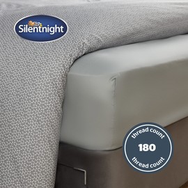 Silentnight Cotton Rich King Fitted Sheet - Silver Grey 28cm Deep Mattress Bed Sheet with Elasticated Corners - Machine Washable Bottom Sheet - King Size - 200x150cm