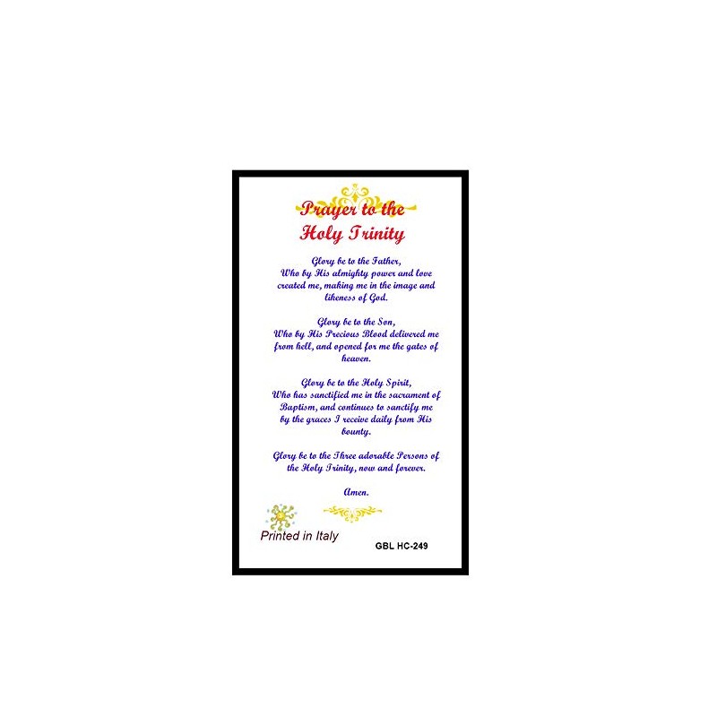Prayer to The Holy Trinity Laminated Prayer Card Blessed by