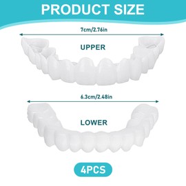 1 Pairs Clip in Instant Veneers Dentures Fake Teeth, Veneers Teeth Top and Bottom Set, Missing Tooth Replacement Kit Confident Smile Comfortable Dentures for Men and Women