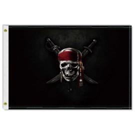 2×3 FT Pirate Flag, Medium 60×90 CM Jolly Roger Skull 100D Canada Outdoor Banner,Doube Side Printing Decor For Patio Garden With Brass Gromment