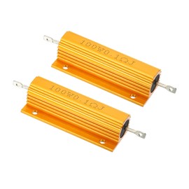 PATIKIL 100W 0.1 Ohm Aluminum Shell Resistor 2pcs Aluminum Housing Resistor Cased Wire Wound Resistor Screw Tap Power Resistor Golden