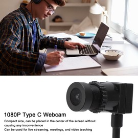 USB C Webcam for PC, 1080P HD Web Cam with Mic, Computer Camera 1.5m Length Plug and Play Fixed Focus for Smartphone Laptop for XP 7 8 10