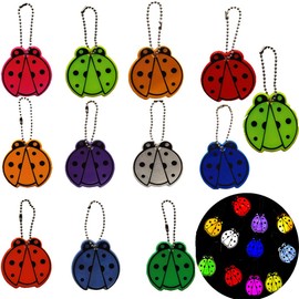 Pawleso Reflector Pendants, Pack of 12, Children's Safety Reflective Pendants, Reflective Strips for Cycling, Can Be Used on Jackets, Backpacks, School Bags (Mixed Colour Ladybird Pendants, 12 Pieces)